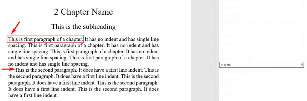 eBook formatting for first paragraphs